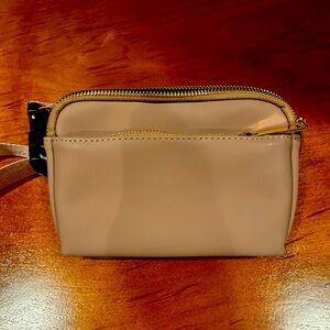 Dusty Pink Waist Bag with Gold Zippers